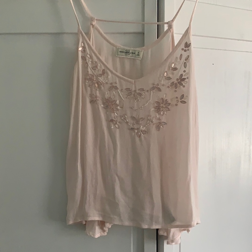 Spaghetti strap embellished tank